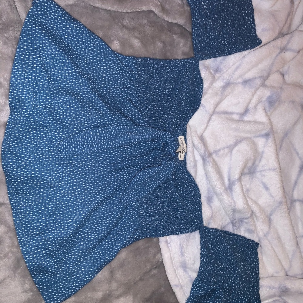 Blue off the shoulder summer top